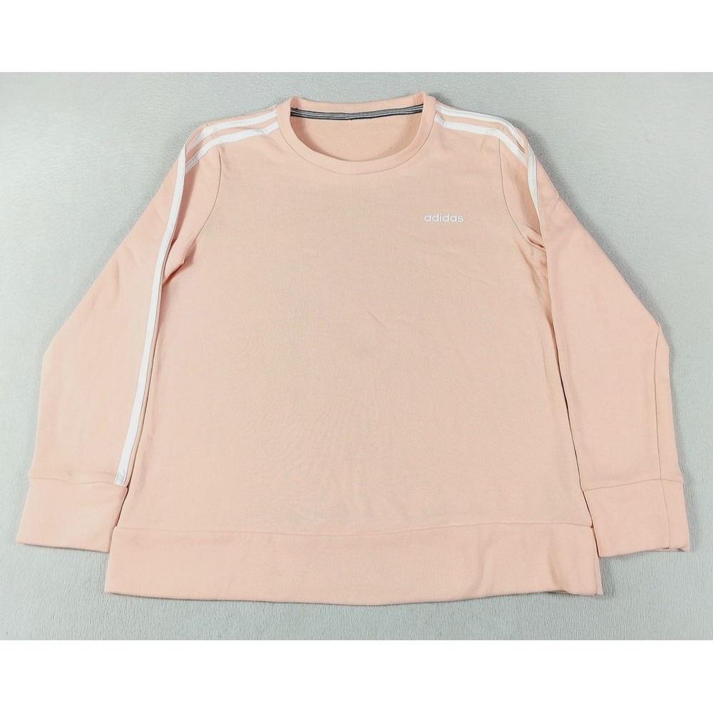 Adidas Sweatshirt Womens Small Orange Climalite Three Stripes Crewneck Pullover